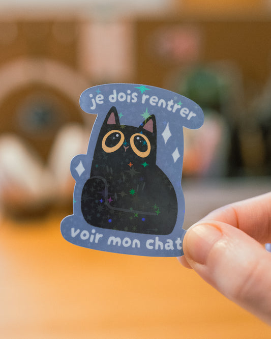Je dois rentrer voir mon chat - Sticker scintillant