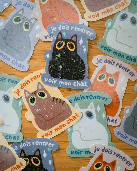 Je dois rentrer voir mon chat - Sticker scintillant