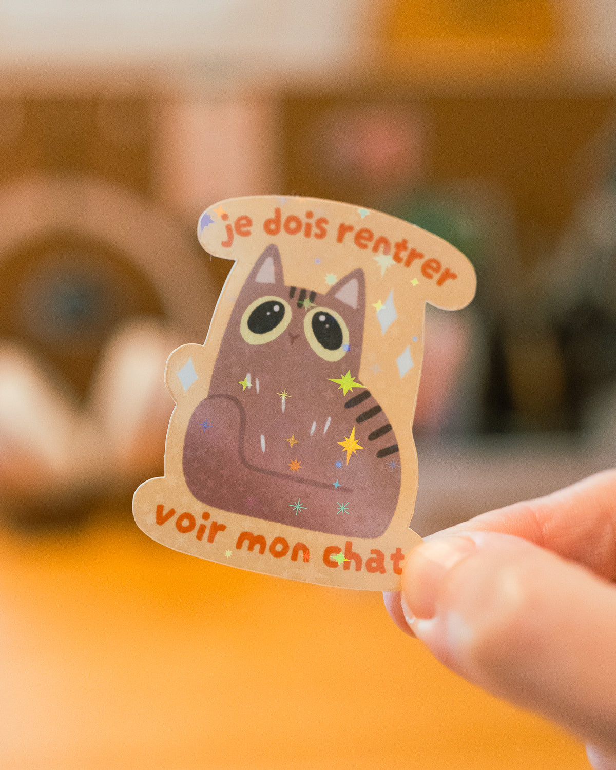 Je dois rentrer voir mon chat - Sticker scintillant