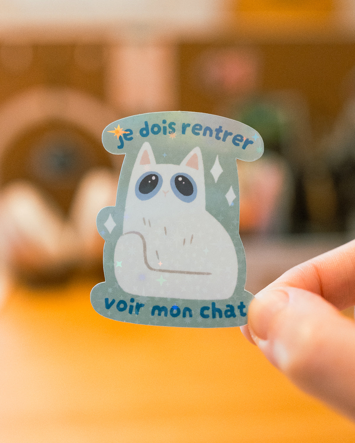 Je dois rentrer voir mon chat - Sticker scintillant