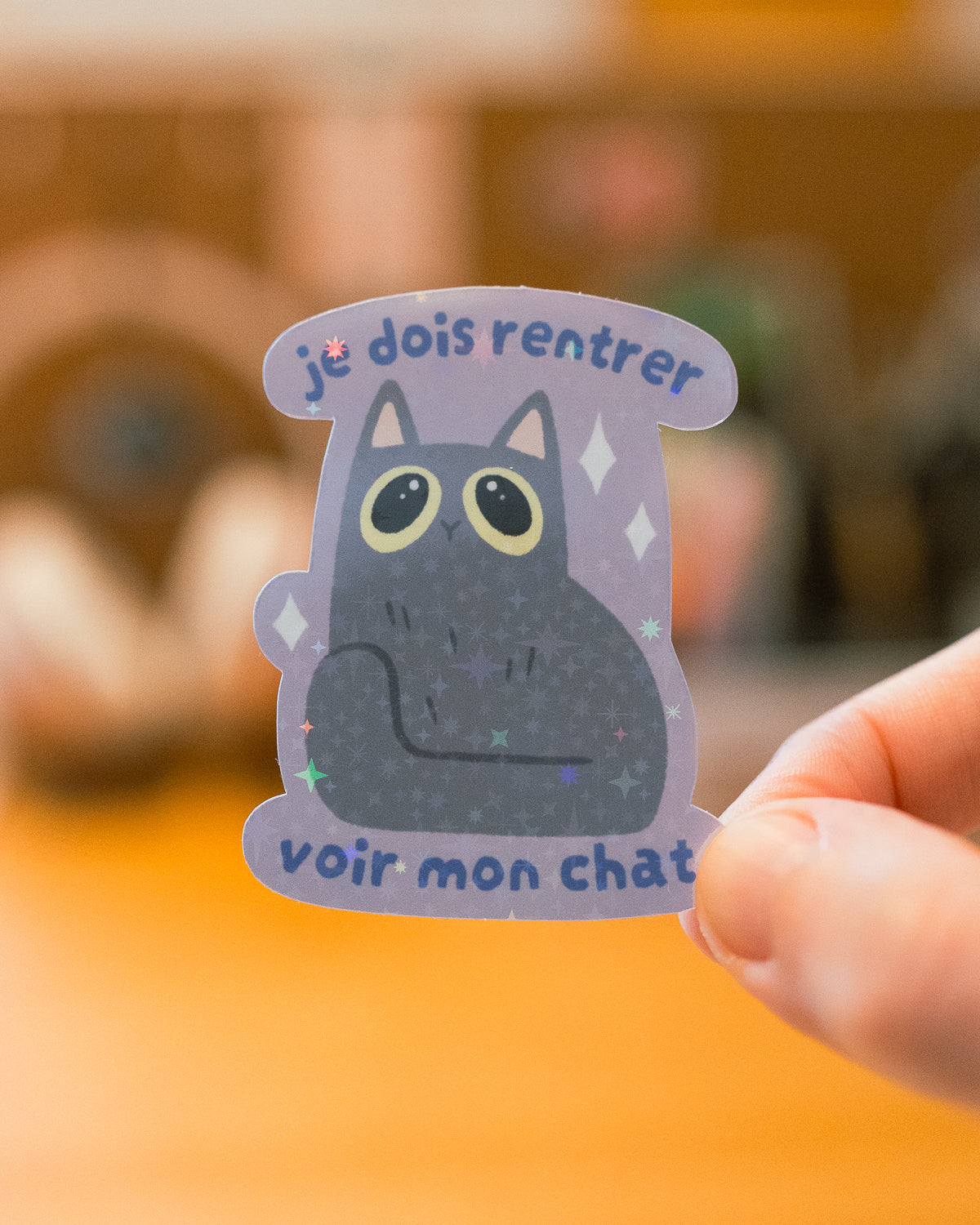 Je dois rentrer voir mon chat - Sticker scintillant