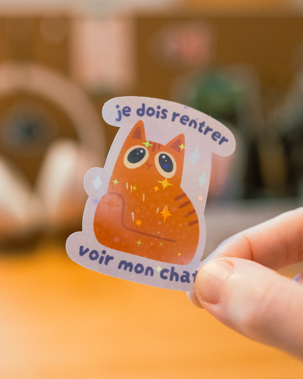 Je dois rentrer voir mon chat - Sticker scintillant