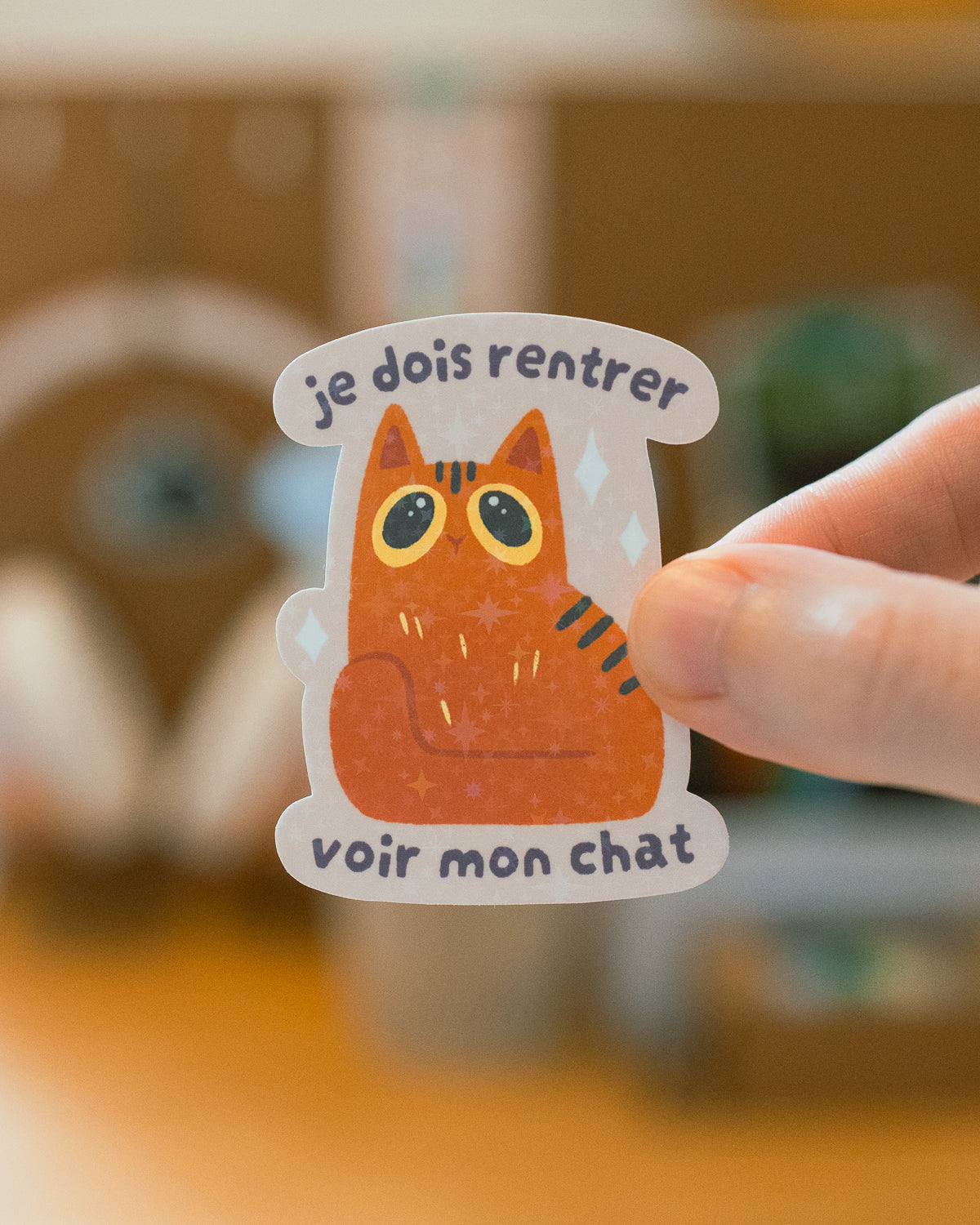 Je dois rentrer voir mon chat - Sticker scintillant