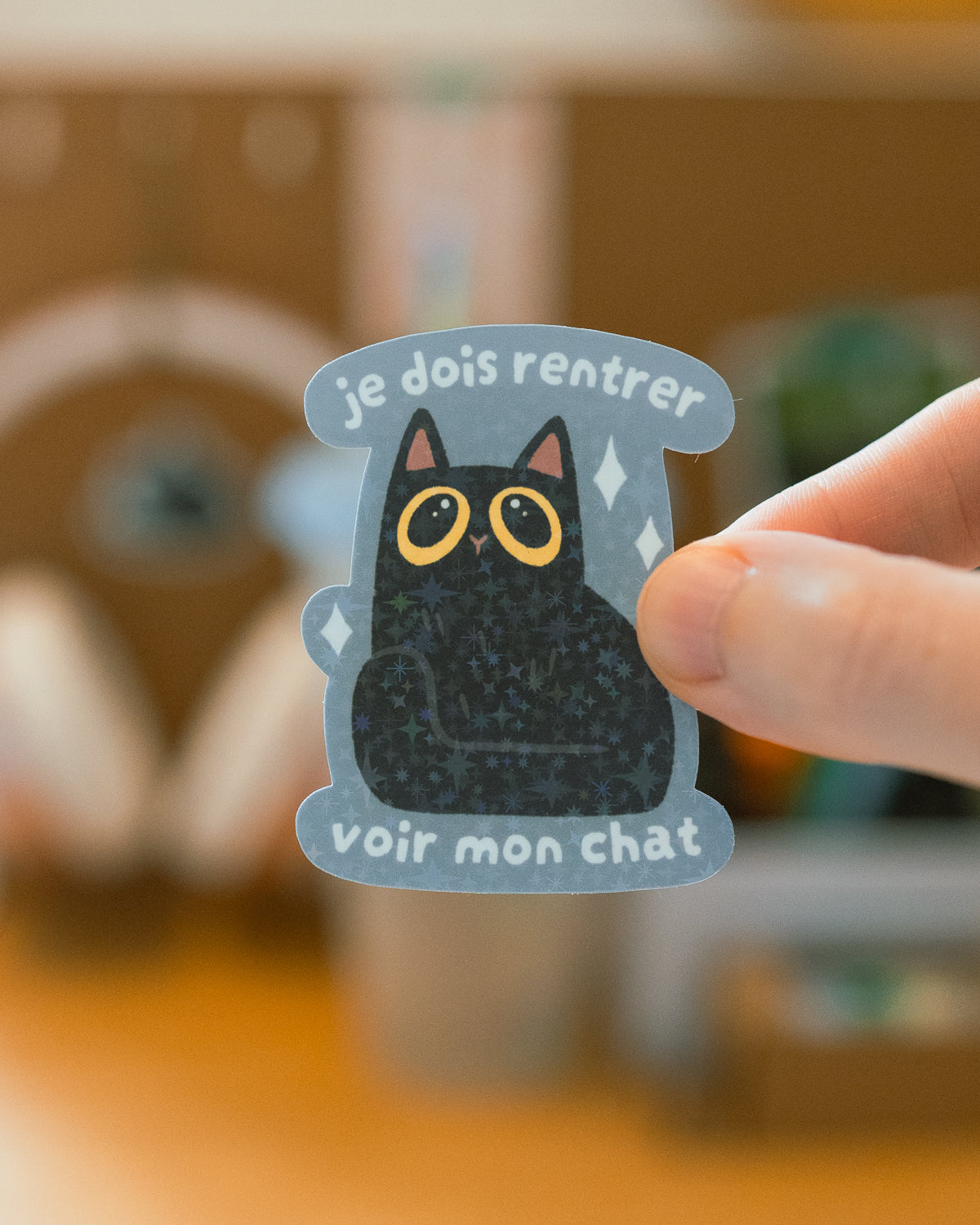 Je dois rentrer voir mon chat - Sticker scintillant