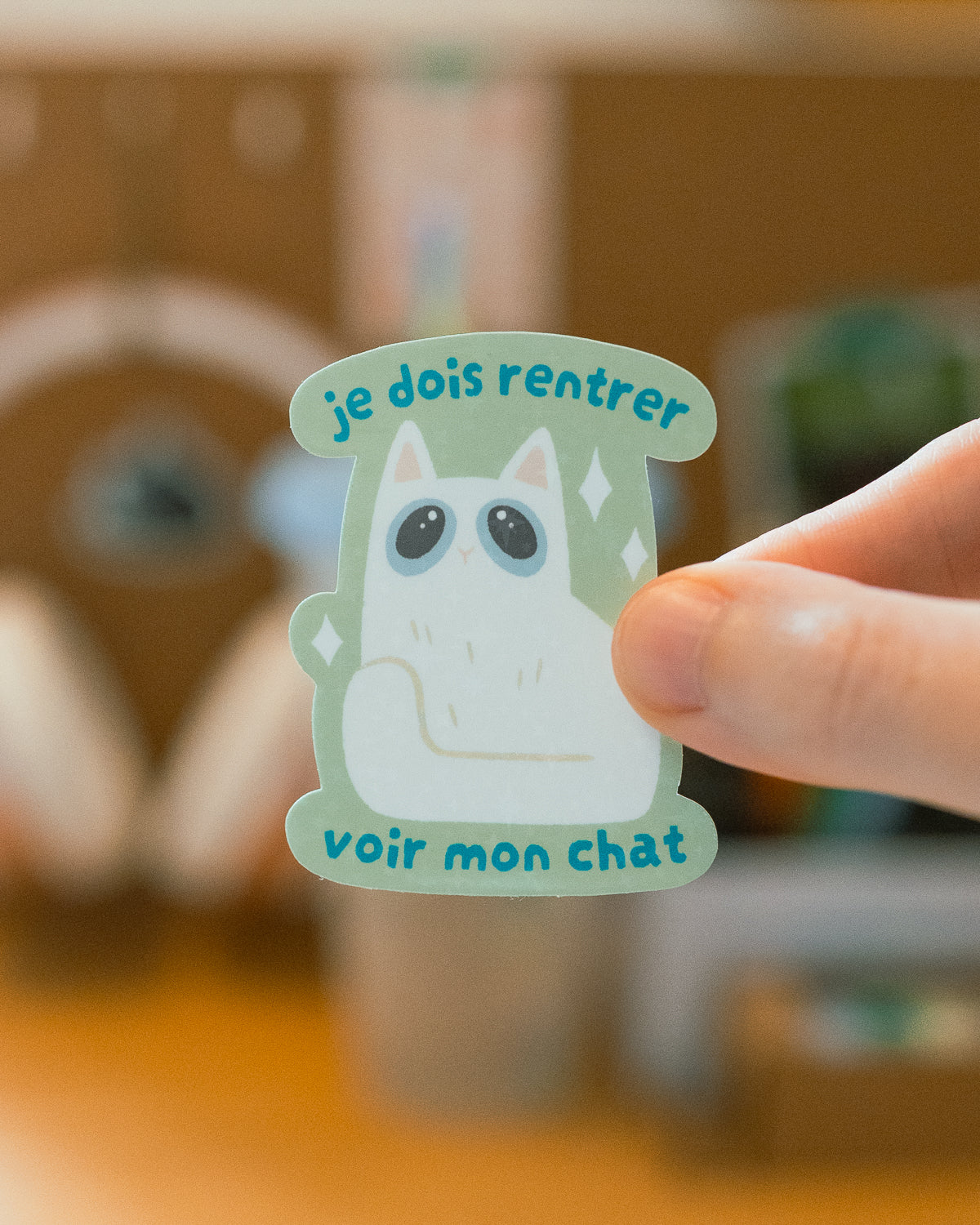 Je dois rentrer voir mon chat - Sticker scintillant