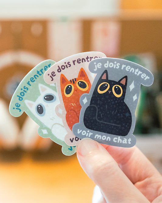 Je dois rentrer voir mon chat - Sticker scintillant